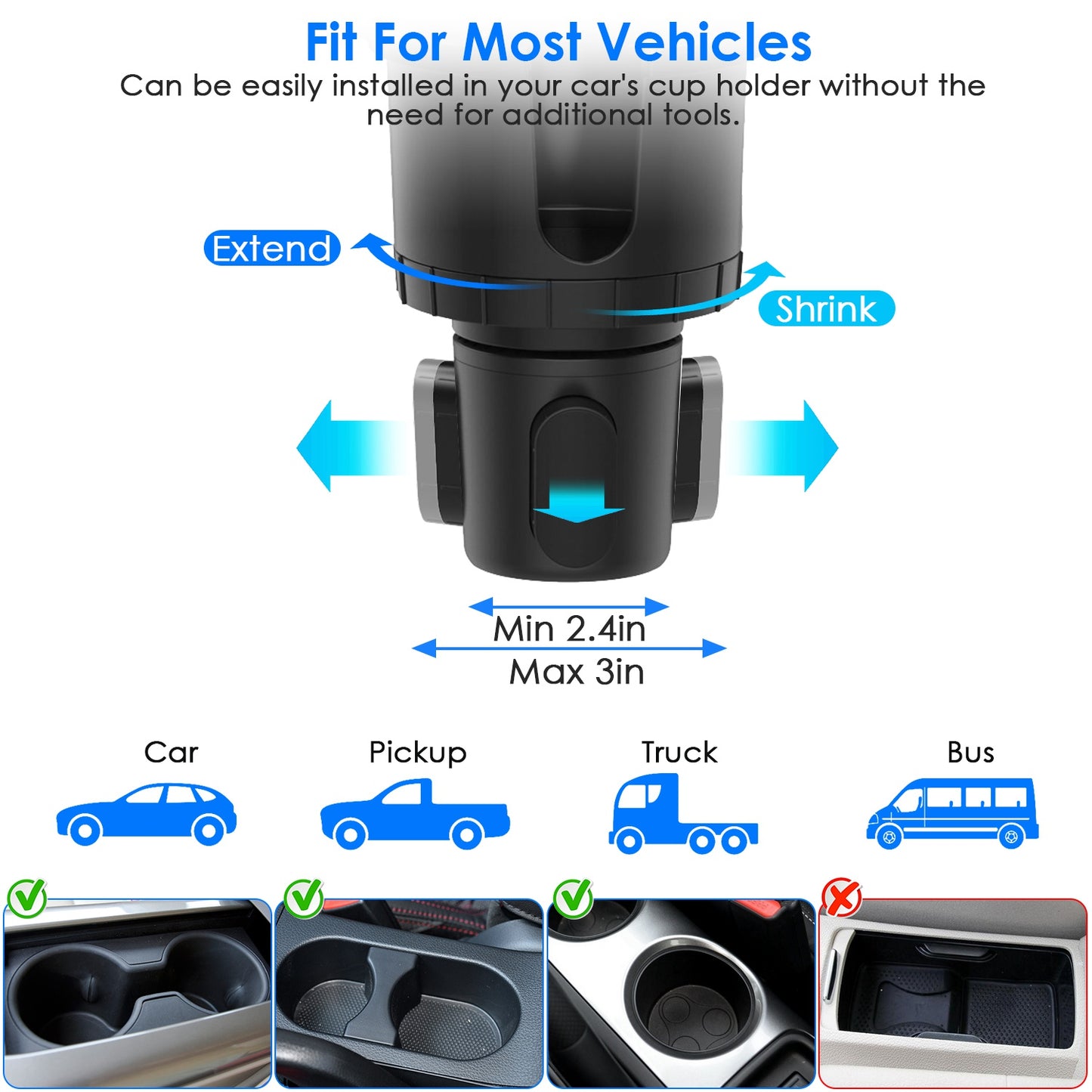 2-in-1 Car Cup & Phone Holder – 360° Flexible Gooseneck Mount