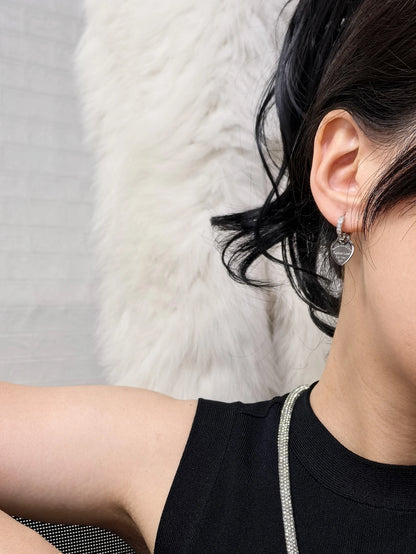 Zircon Heart Pendant Earrings – Gold Stainless Steel