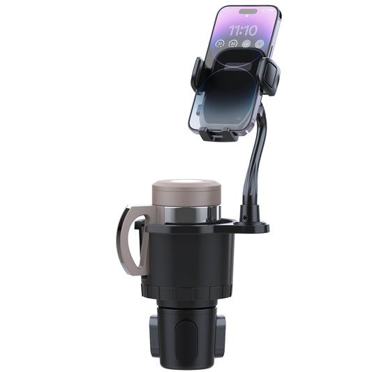 2-in-1 Car Cup & Phone Holder – 360° Flexible Gooseneck Mount